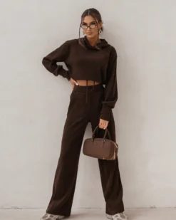 Exclusive Premium Knit Set with Hooded Top and Straight Silhouette Pants