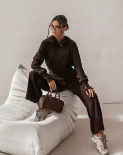 Alternative view of Exclusive Premium Knit Set with Hooded Top and Straight Silhouette Pants