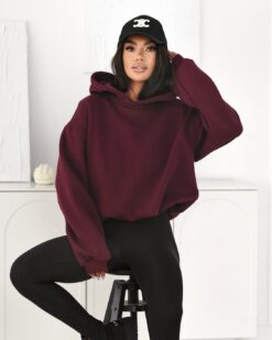 Women’s Oversized Warm Hoodie with Shoulder Pads & Elastic Waist