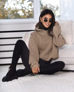 Alternative view of Women’s Oversized Warm Hoodie with Shoulder Pads & Elastic Waist